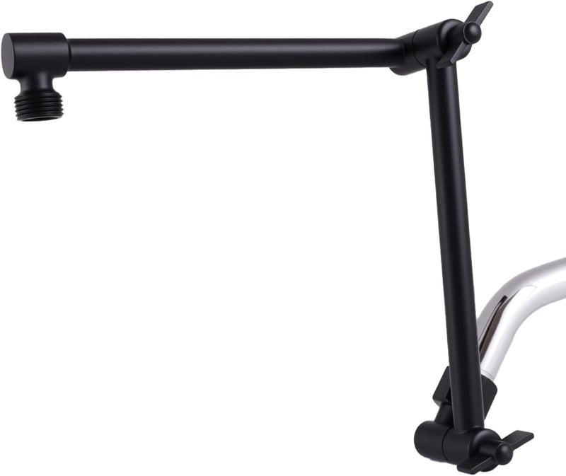 RLKDKJ Shower Head Extension Arm, 16 Inch Solid Brass Adjustable Extender with Lock Joint, Height & Angle Adjustable Shower Arm for Rainfall or Fixed Shower Head, G1/2 Connector (Matt Black) - Image 1